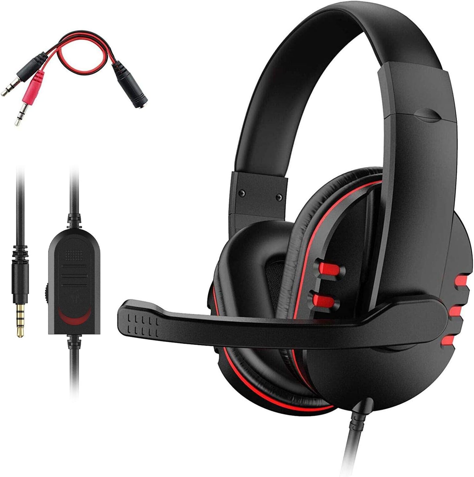 Dhaose PS4 Headset, Gaming Headset for Xbox one s 3.5mm Wired Over-head Stereo Gaming Headset Headphone with Mic Microphone, Volume Control for SONY PS4 PC Tablet Laptop Smartphone Xbox One