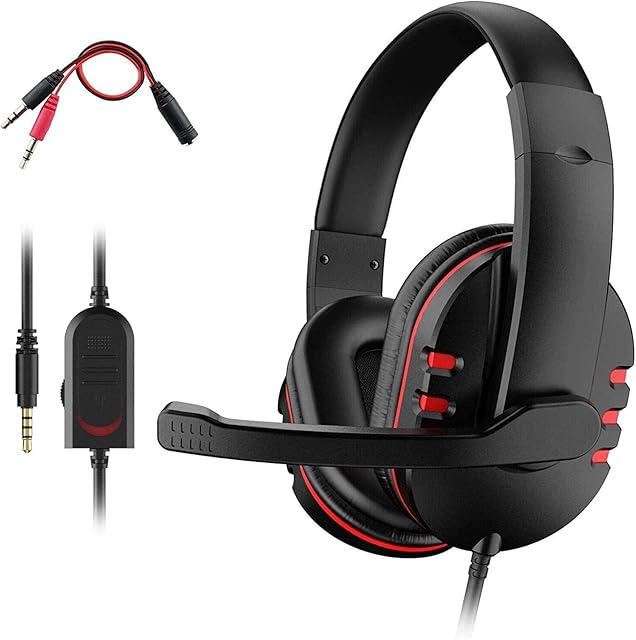 PS4 Headset, Dhaose Gaming Headset for Xbox one s 3.5mm Wired Over-head Stereo Gaming Headset Headphone with Mic Microphone, Volume Control for SONY PS4 PC Tablet Laptop Smartphone Xbox One