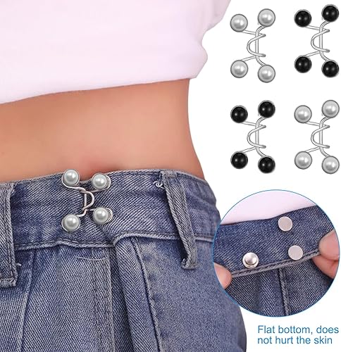 Miniatura 9 de 36 extensiones de hebilla de cintura ajustable, 6 estilos desmontables de botones de jean no requiere costura, botones de mezclilla reutilizables,