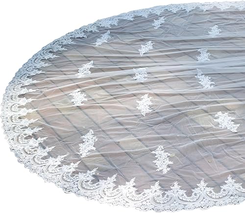 Miniatura 3 de Newdeve Ivory 5M 1T velos de novia Catedral con diamantes de imitación de cristal