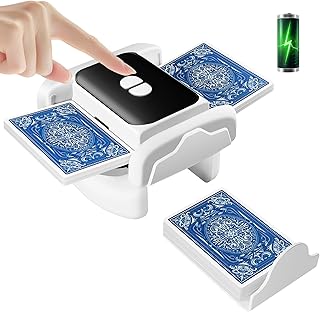 XISZMOG Rechargeable Automatic Card Shuffler for 1-2 Decks, Low Noise & Portable Electric Shuffling Machine for Poker, Blackjack, UNO, Texas Hold'em, Skip-Bo, Phase 10
