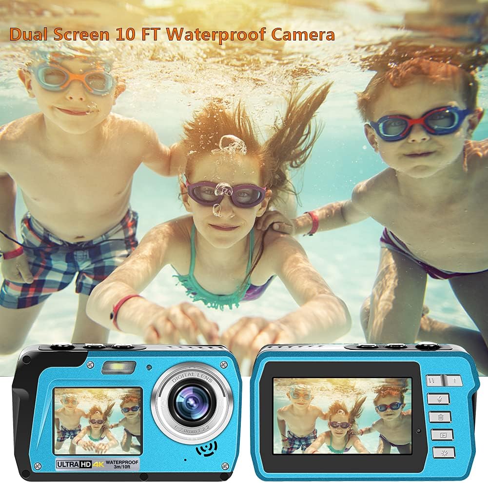 YISENCE Waterproof Camera 4K Underwater Cameras 56 MP Waterproof Camera Dual Screen TFT Displays Selfie Video Recorder Waterproof Digital Camera for Snorkeling : Electronics