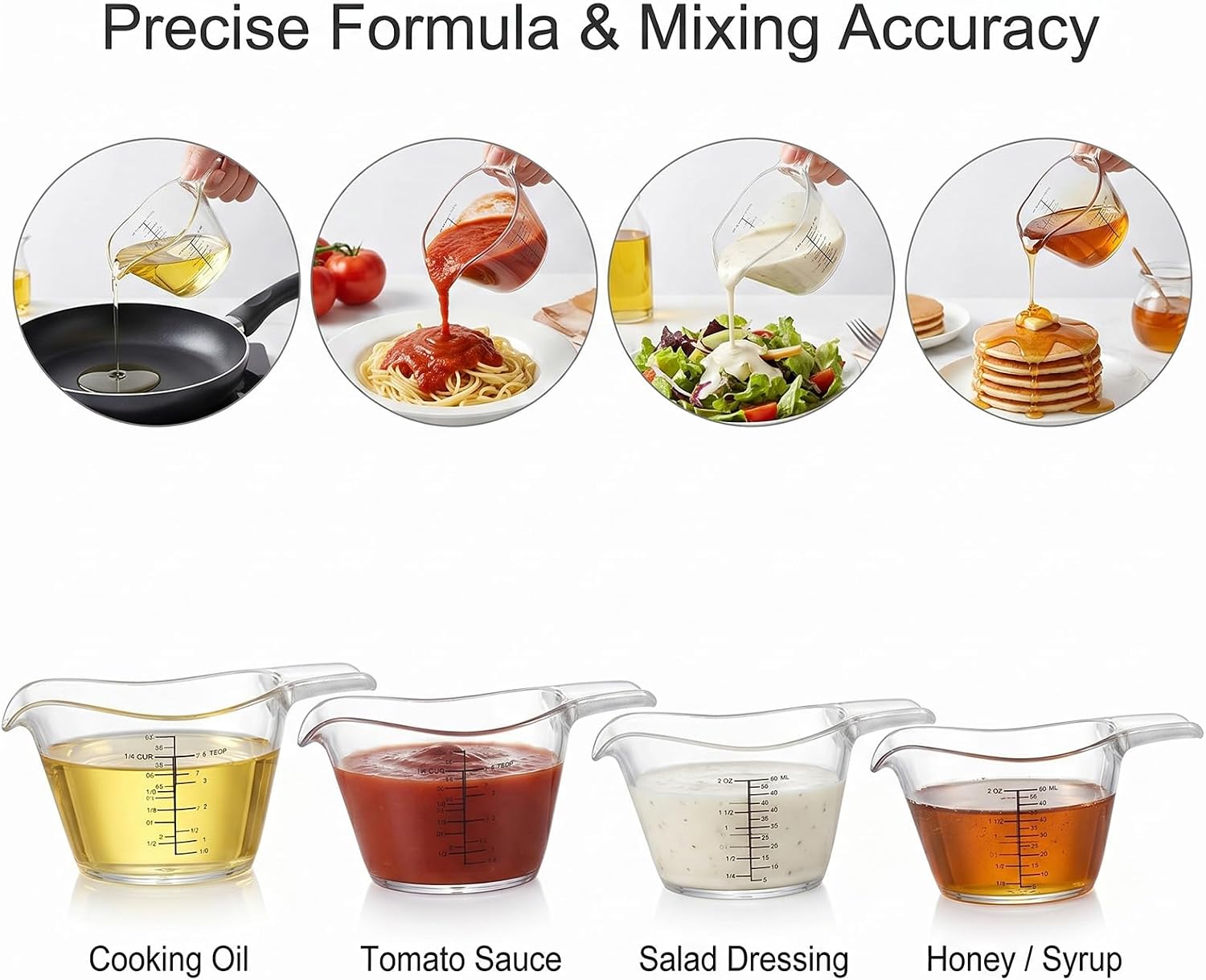 5 Pack Mini Measuring Cup, 2 OZ Measuring Cups with tsp/Tbsp/oz/ml Markings, Clear and Black, Easy-Read Scale for Kitchen, Resin, DIY, Beauty Mixing