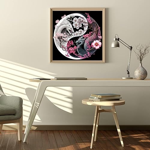 Miniatura 2 de SOTYIOO Kits de pintura de diamantes para adultos. Arte de diamante de dragón de taladro completo, arte de gemas redondas, puntos de diamante 5D,