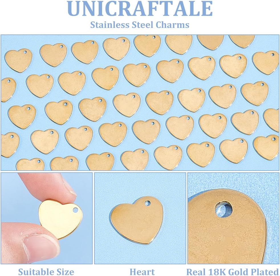 UNICRAFTALE Heart Charms Stainless Steel Blank Hearts Tag Charms Love Heart Pendants Metal Dangle Charm with Loop for DIY Bracelet Earring Jewelry Making - Image 5