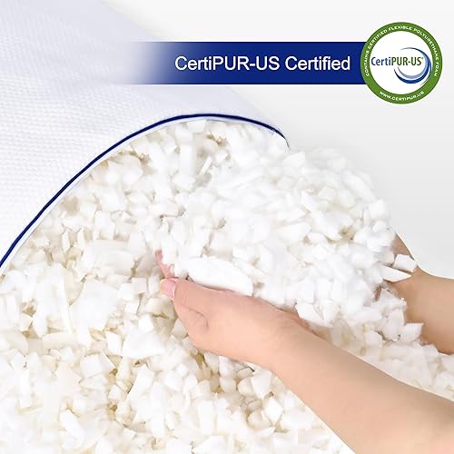 Miniatura 4 de Hokway Almohadas de espuma viscoelástica trituradas, almohadas de cama para dormir con funda extraíble lavable para personas que duermen de lado y