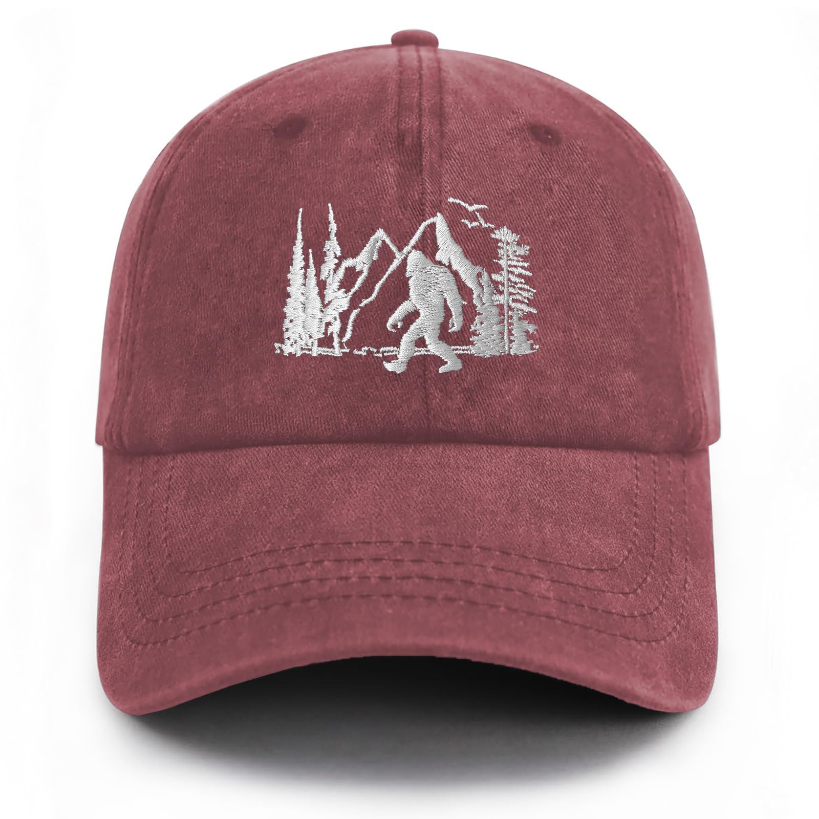 Gaakvrr Unisex Black-Mountain-Red Bigfoot Hats For Men Women, Funny Adjustable Embroidered Big Foot Sasquatch Baseball Cap, Wild Bigfoot Trucker Hat