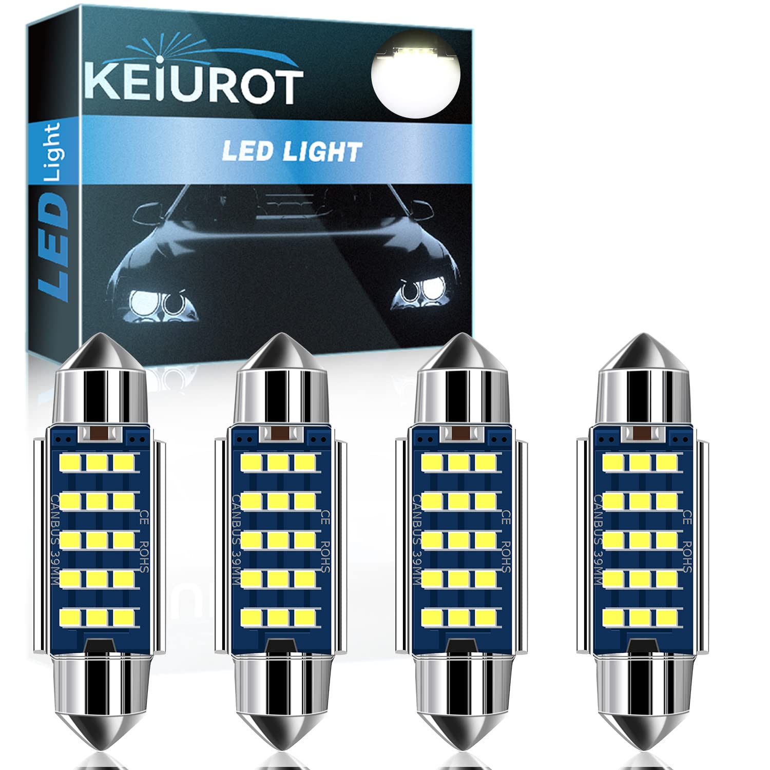 Ampoules LED C5W 39mm CANBUS Sans Erreur AGLINT - Lot 4 Blanc 6500K Pour Voiture Intérieur