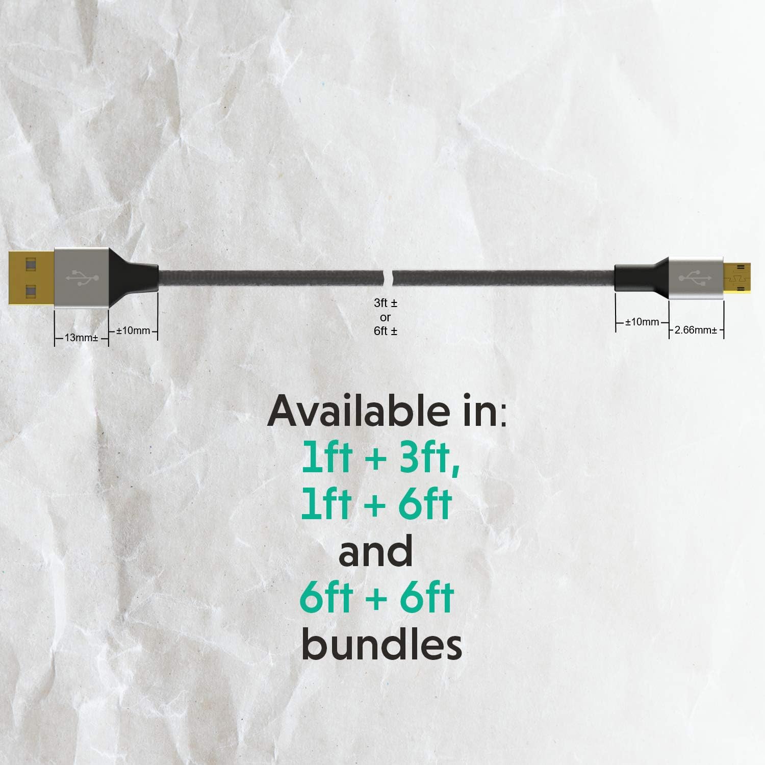 Up To 40% OFF LINKUP - Reversible Super Fast Charging Micro USB Cable Braided Jacket w/Silicone Coating Ultra Durable 3FT 3FT Dual Pack