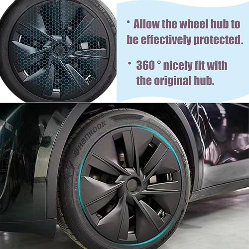 Miniatura 6 de Cubiertas de tapa de cubo para Tesla modelo Y, 19 pulgadas, tapas de cubo de ABS de 19 pulgadas, accesorios de automóvil resistentes, cubiertas