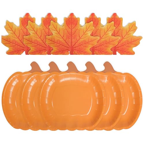 50pcs Fall Pumpkin Plates Maple Leaves Napkins Thanksgiving Party Supplies