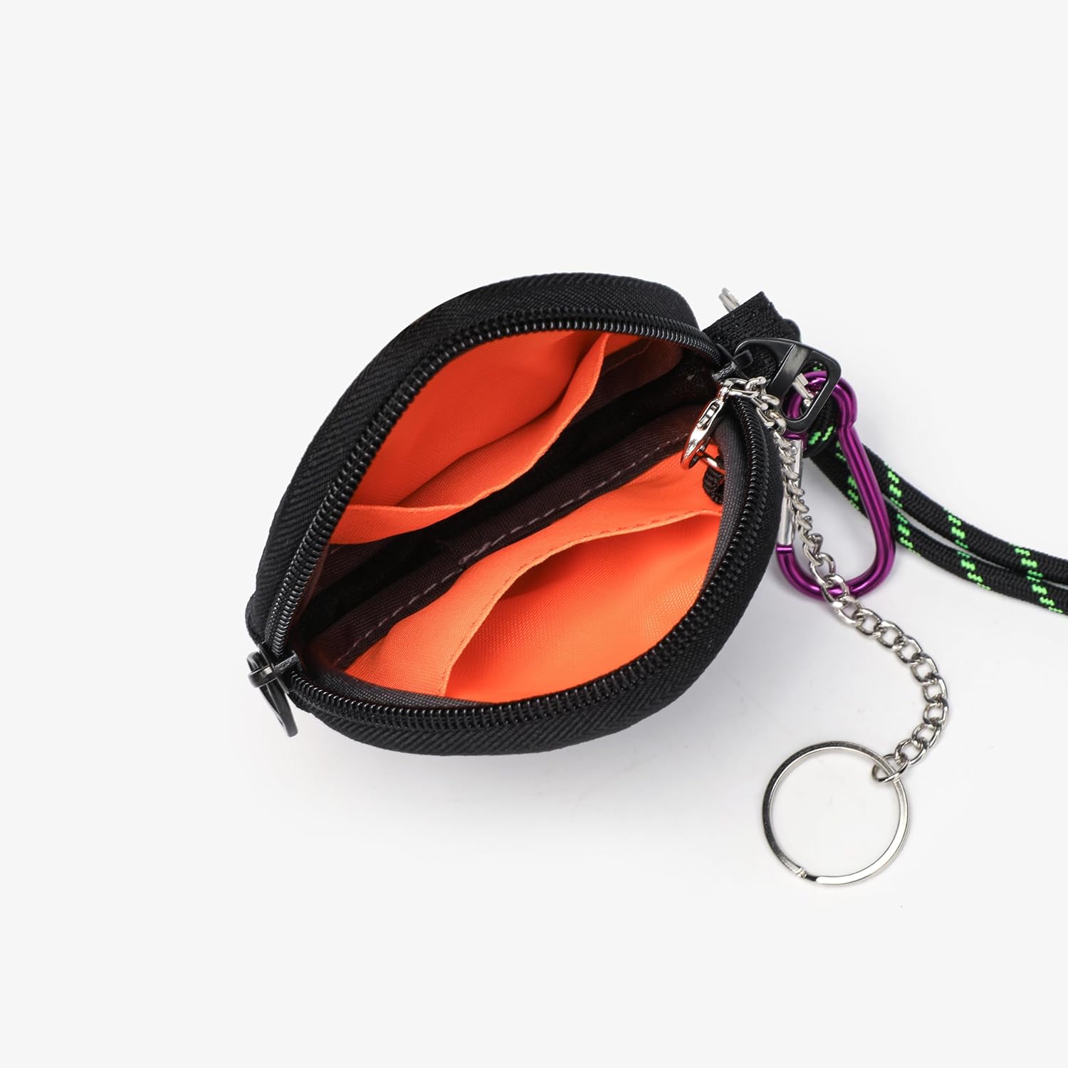JEMINAL Lanyard Travel Sport Coin Purse for Men Women: Change & Cards & Cash Dual Waterproof Zip Camo Wallet with Keychain - Men's Detachable Nylon Wireless Headset Pack EDC Pouch (Black)