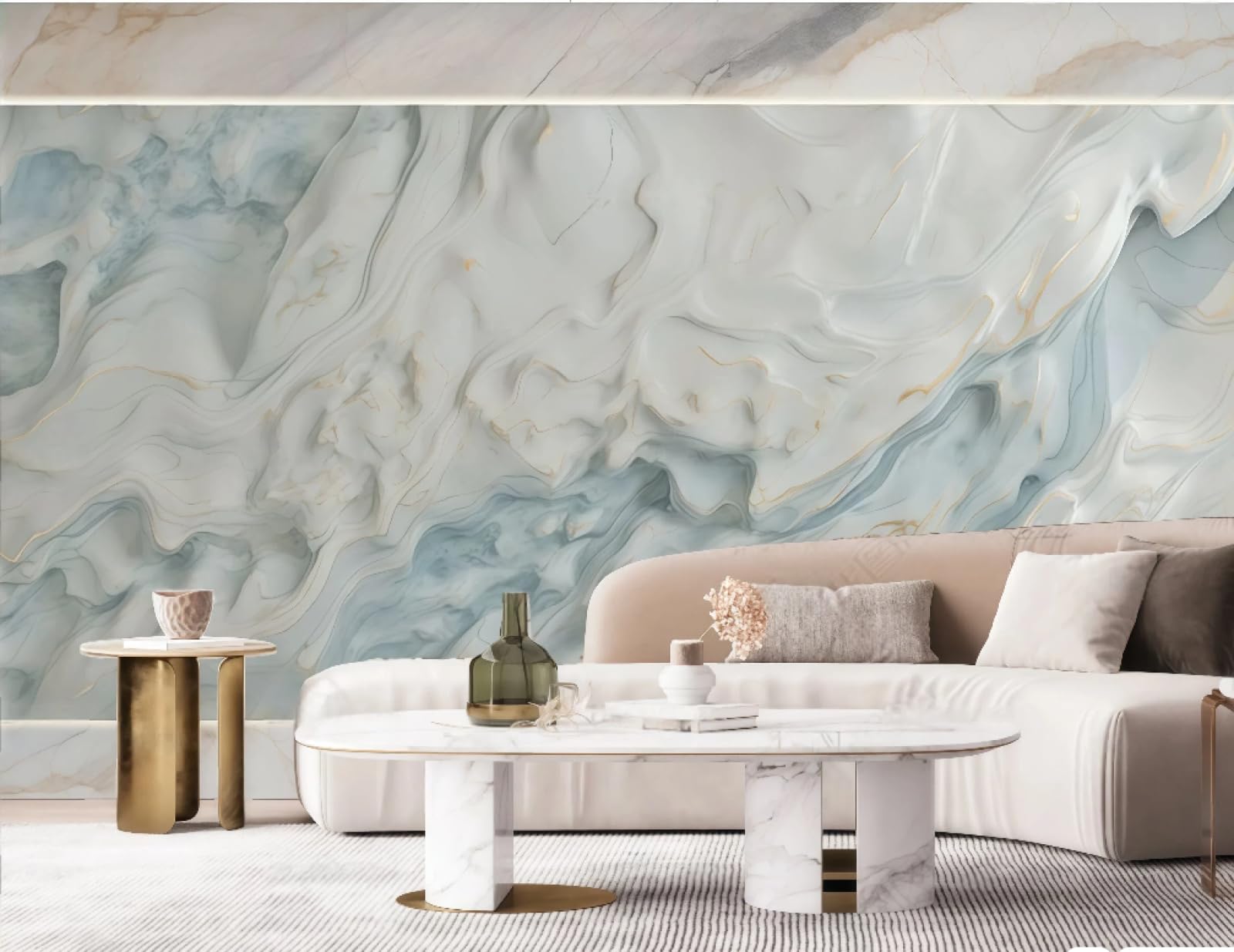 Tapeta sztuka nowoczesna góra ulga niebieska fala kamień łupek TV sofa tło tapeta ścienna salon sypialnia jadalnia mural, 3D, 200 x 140 cm