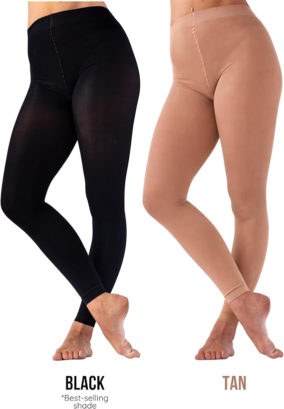 Footless Dance Tights in 70 Denier High Performance, Opaque Footless Tights