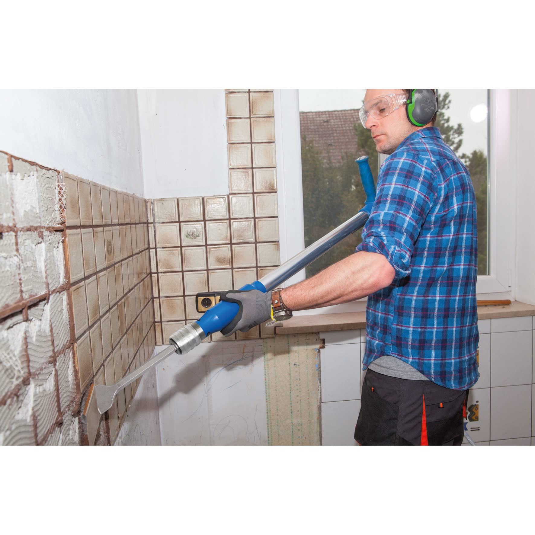 Scheppach Bêche pneumatique Aero²Spade | 27Joules | 6,3 Bar | Consommation d'air 280 L/Min | Poignée en Caoutchouc Anti-Vibrations | Lame de bêche forgée, Burins, Pointerolle et Grattoir Inclus