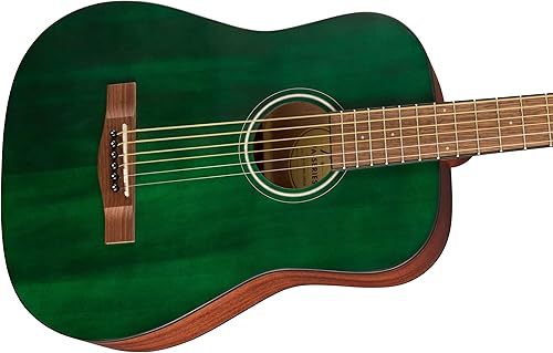 Miniatura 3 de Fender FA-15 Guitarra acústica de cuerda de acero a escala 34, con 2 años de garantía, verde, con bolsa de concierto