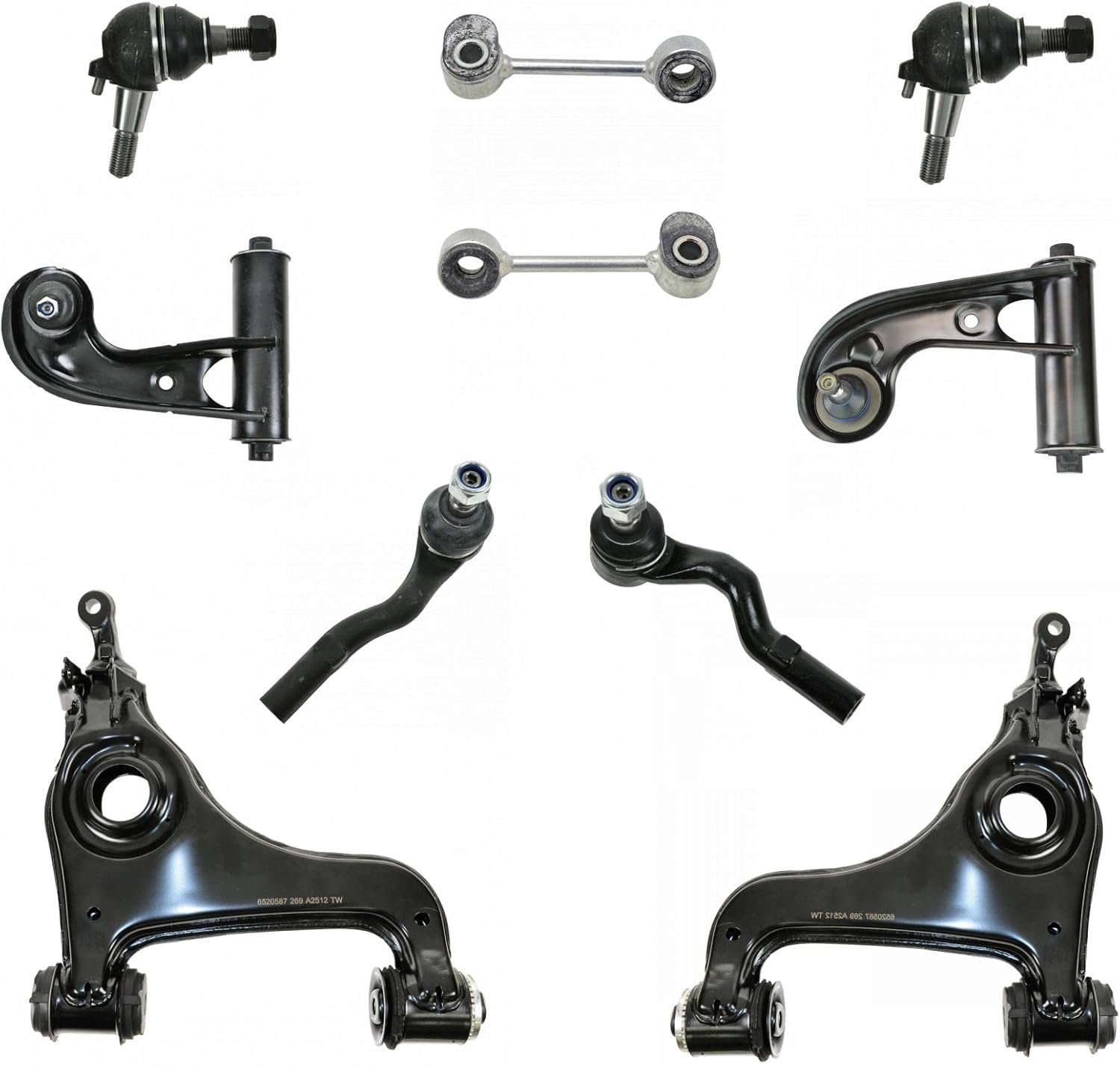 TRQ Front Steering & Suspension Kit Ball Joint Control Arm Control Arm with Ball Joint Sway Bar Stabilizer Link Tie Rod Compatible with Mercedes-Benz