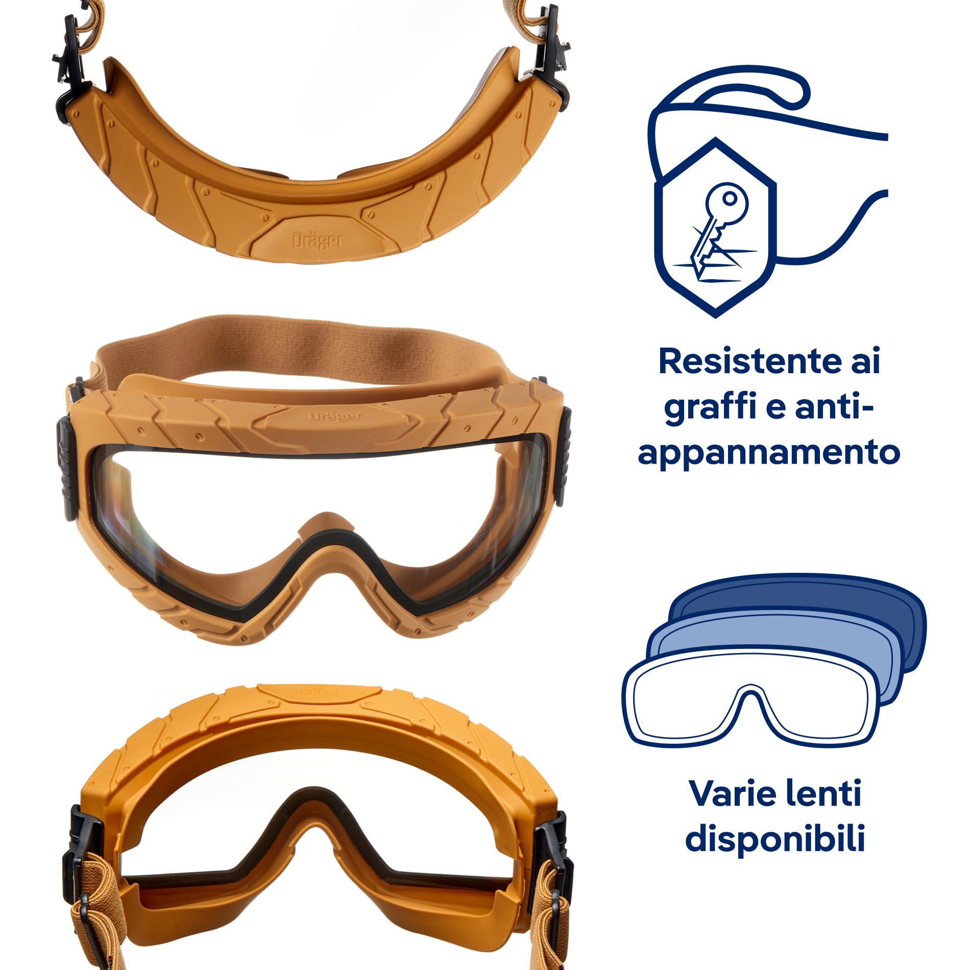 Dräger Occhiali protettivi X-pect 4800 & 4900 | Occhiali di sicurezza leggeri e trasparenti| antigraffio, antivento e antiappannamento | adatti per portatori di occhiali