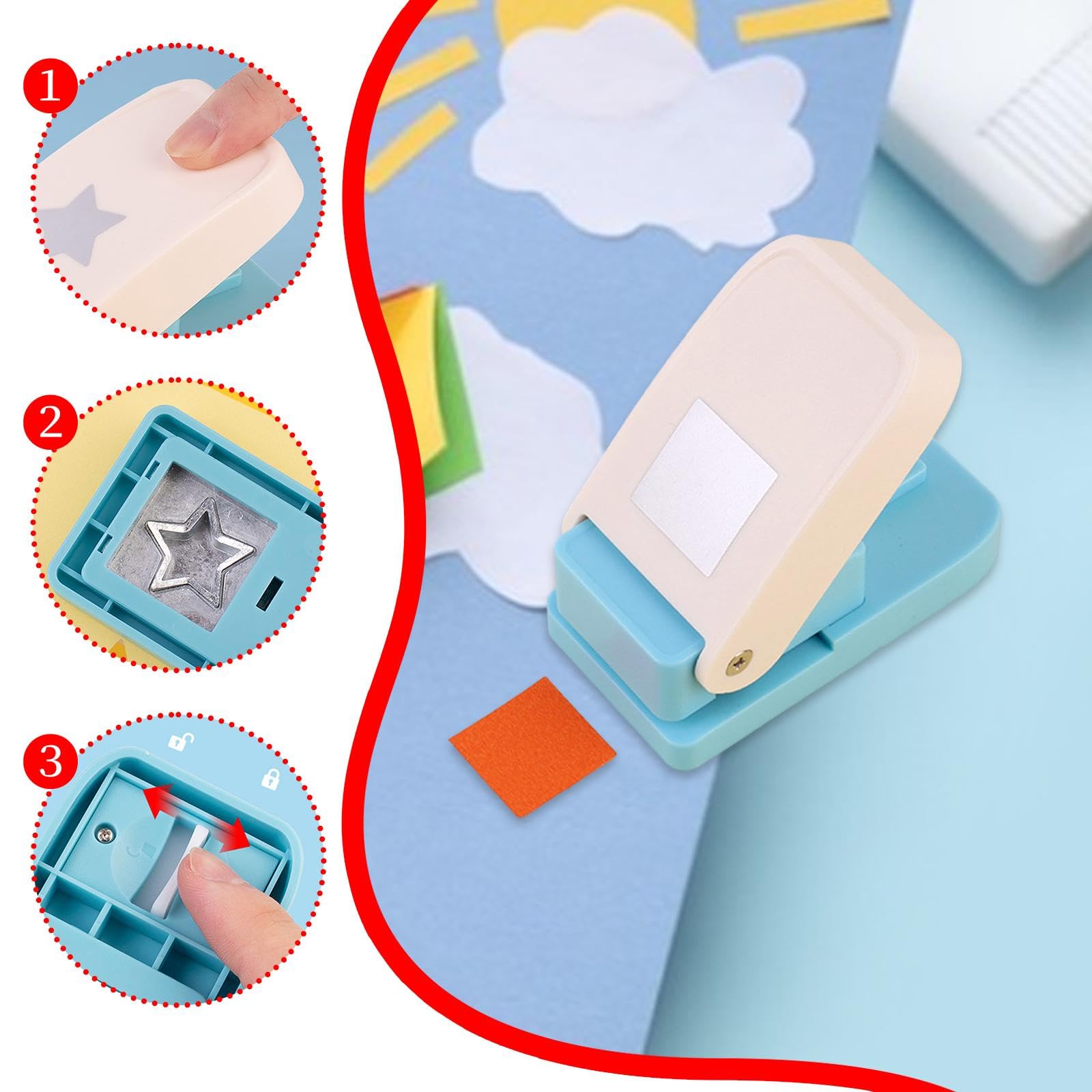 Qianly 3x Tab Punch Perforatrice Divisorio Multiuso Carta Bottone Scorrevole Acciaio Carbonio per Creazioni Scrapbooking Journaling Adatto a Lavori Manuali S