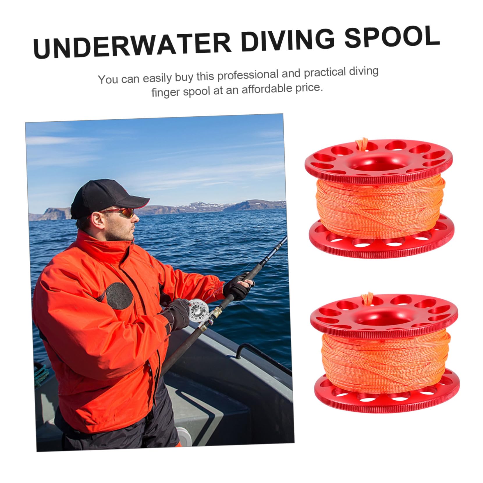 PRETYZOOM Scuba Diving Spool mit Snap Clip Unterwasser tauchschnurrolle aus Aluminiumlegierung Signalboje und Fingerrolle für Höhlen Wracktauchen Praktisches Tauchzubehör für Taucher