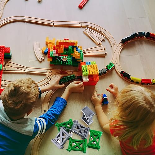 Miniatura 4 de Ioffersuper 12 piezas de accesorios de ferrocarril, muelle de puente de tren, soportes de múltiples niveles, bloques de alto nivel, compatibles con