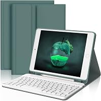 JADEMALL iPad 9. generáció billentyűzetes tok német QWERTZ, levehető Bluetooth, toll tartó, sötétzöld 1