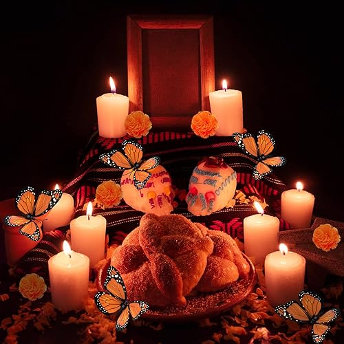 Miniatura 6 de 80 Pcs Marigold Flower Heads and 12 Pcs Magnetic Monarch Butterfly for Day of The Dead Dia De Los Muertos Decorations Diwali Indian Home Decor