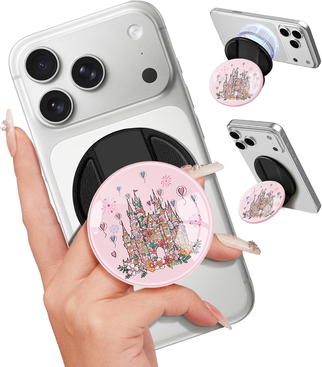Kidcube Magnetic Phone Grip Compatible with Magsafe - Cell Phone Grip Stand Ring Holder Magnet Kickstand Removable Accessories for iPhone 17/16/15/14/13/12 Series Cute Kawaii Girly Cartoon