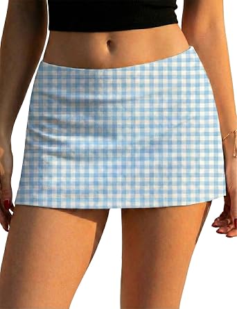 LOMON Womens Low Rise Micro Mini Skirt with Built-in Shorts & Pockets | Low Waist Skort, soft stretchy fabric, skirt with shorts underneath, going-out black skirt, summer basic outfits