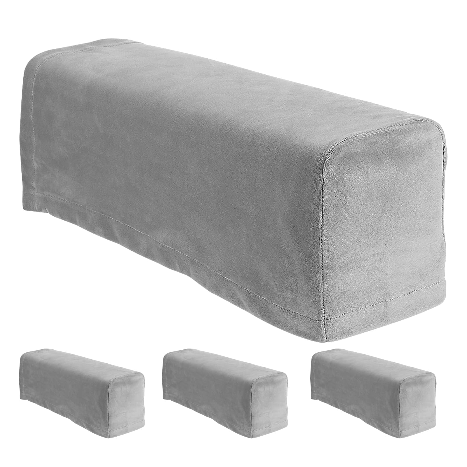 Fundas de reposabrazos para sofa en terciopelo gris elasticas de alta densidad