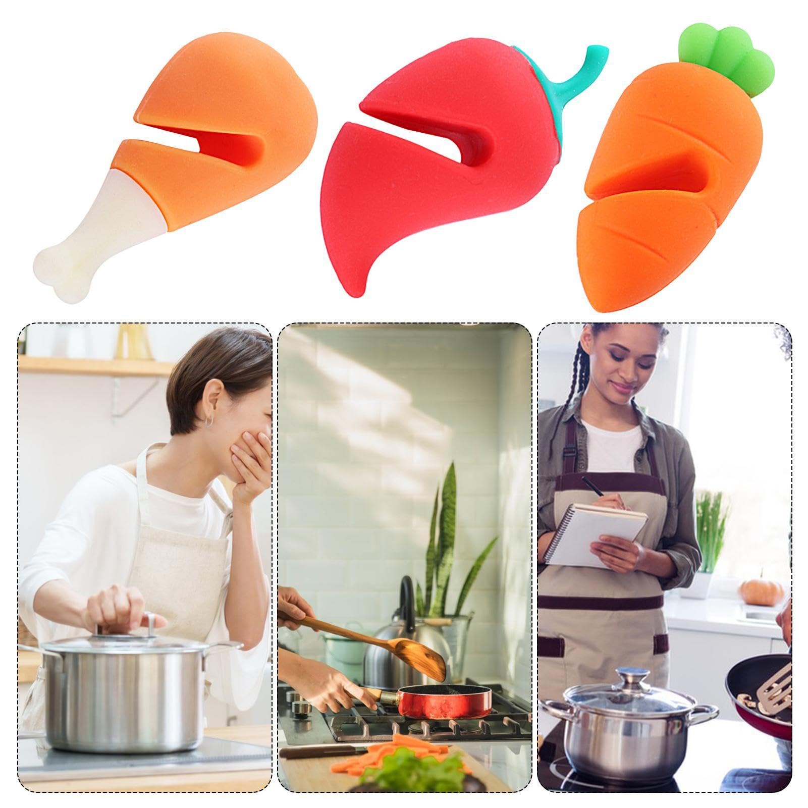 3 Bouchons Anti-Débordement En Silicone Pour Casserole - Support De Couvercle Résistant à La Chaleur - Cuisine Pratique