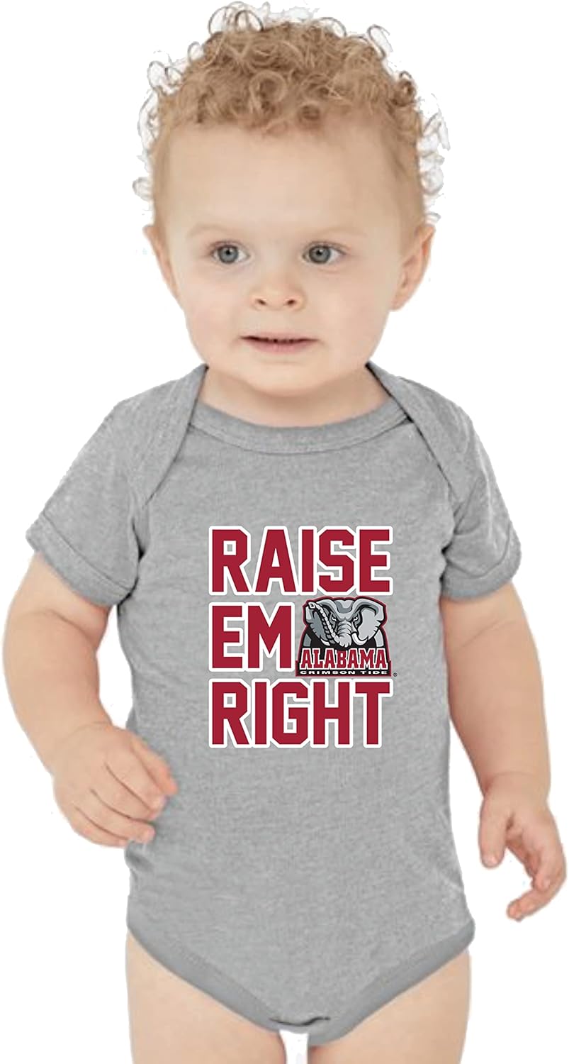 Little King NCAA "Raise Em Right" Short Sleeve Creeper Bodysuit -Newborn and Infant Sizes : Sports & Outdoors