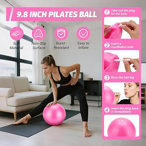 Miniatura 4 de Kit de anillos de pilates para entrenamientos en casa, kit esencial de equipo de pilates con círculo mágico, anillo de yoga, banda de resistencia,