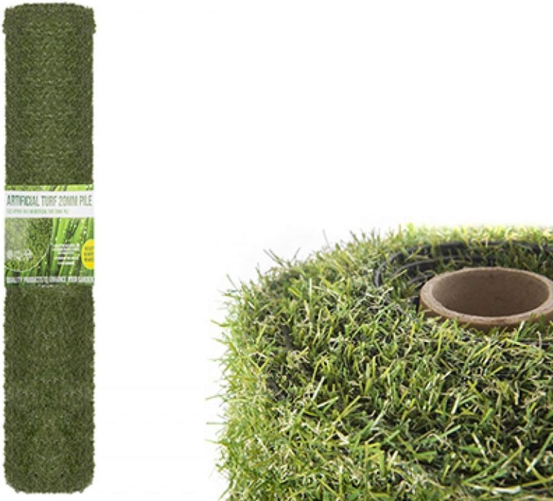 4m x 1m Roll 20mm Pile Height Carpet Artificial Grass Astro Garden Lawn High Density Fake Turf, Dark Green