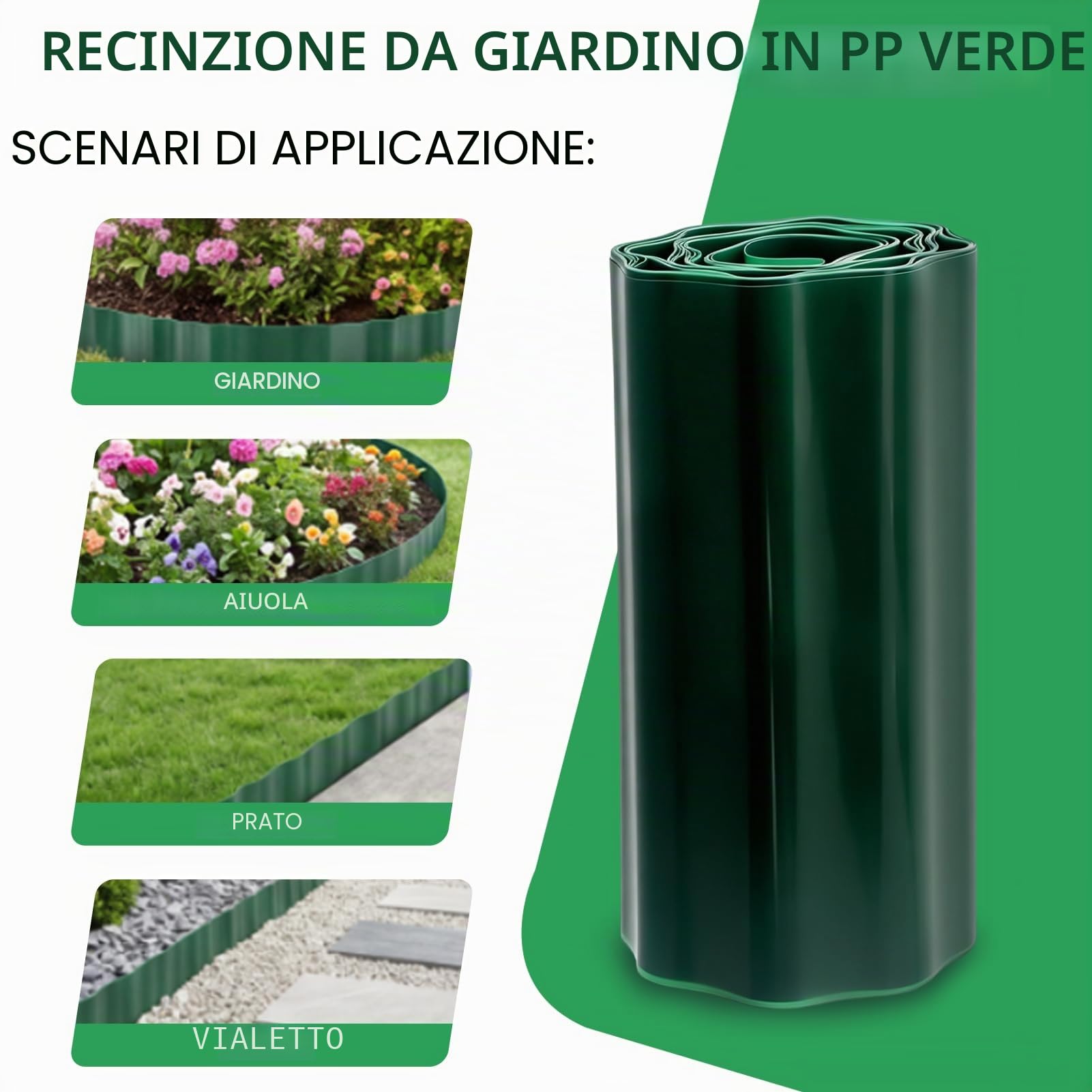 Recinzione in plastica per giardino, giardino, orticoltura, prato (altezza 30 cm, lunghezza 9 m) (altezza 30 cm, lunghezza 9 cm)