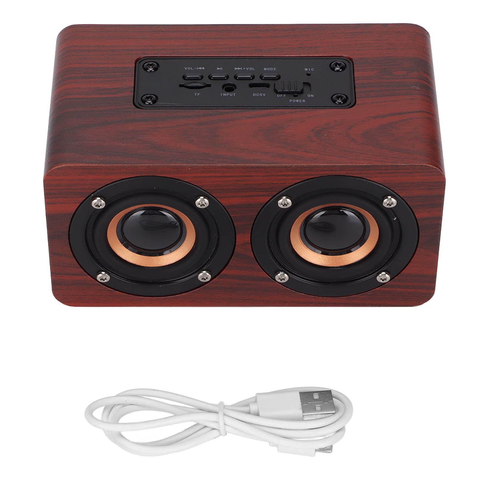 Alomejor Wooden Bluetooth Speaker with Retro Design (Brown wood grain | Portatile, doppi driver da 52 mm, connessione AUX da 3,5 mm, tempo di riproduzione lungo, supporta la ricarica micro USB