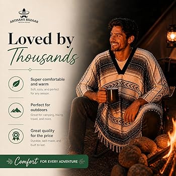 Artisans Bazaar Traditional Mexican Baja Poncho Men and Women