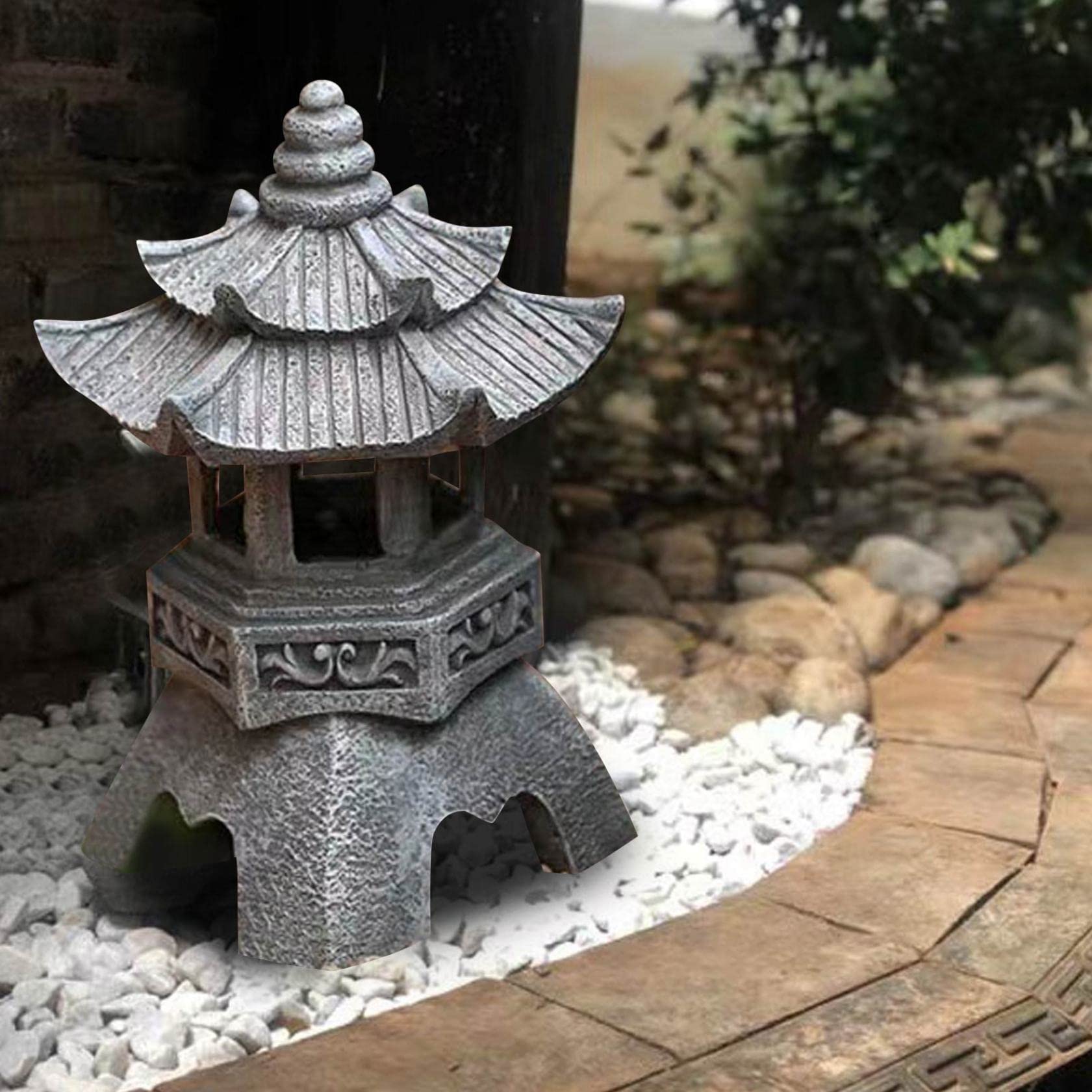 Lantaarn op zonne-pagode, buitenverlichting op zonne-energie, Aziatische decorgeschenken voor binnen/buiten voor landschapsbalkon, tuin, terras, veranda-kunstornament(Color:A