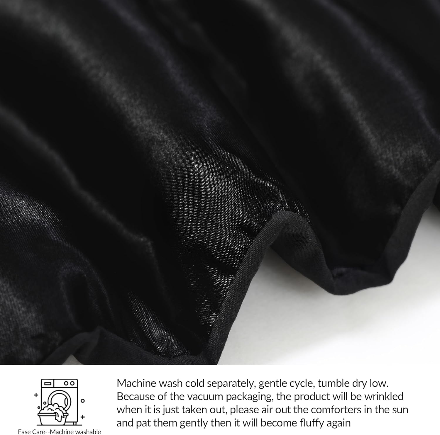 Whale Flotilla 3-Piece Reversible Silky Soft Queen Comforter Bedding Set, Luxurious Satin Comforters Full Size with 2 Satin Pillowcases, Lightweight Duvet for All Seasons, Black - Image 8