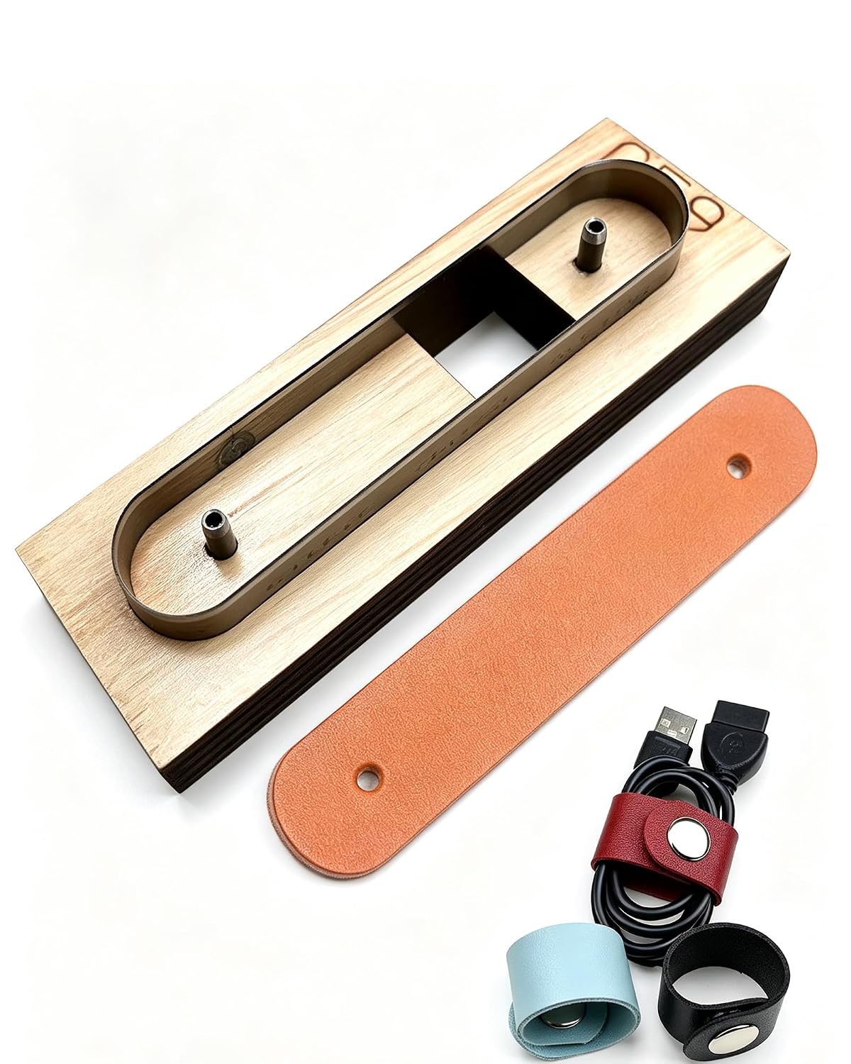 Strap Leather Cutting Die, Steel Blade Wooden Base Die Cutter - Cuts 105mm x 20mm (4.13 x 0.79 in) Blanks for DIY Bracelets, Keychains, Fobs, Cable Organizers & Leathercraft