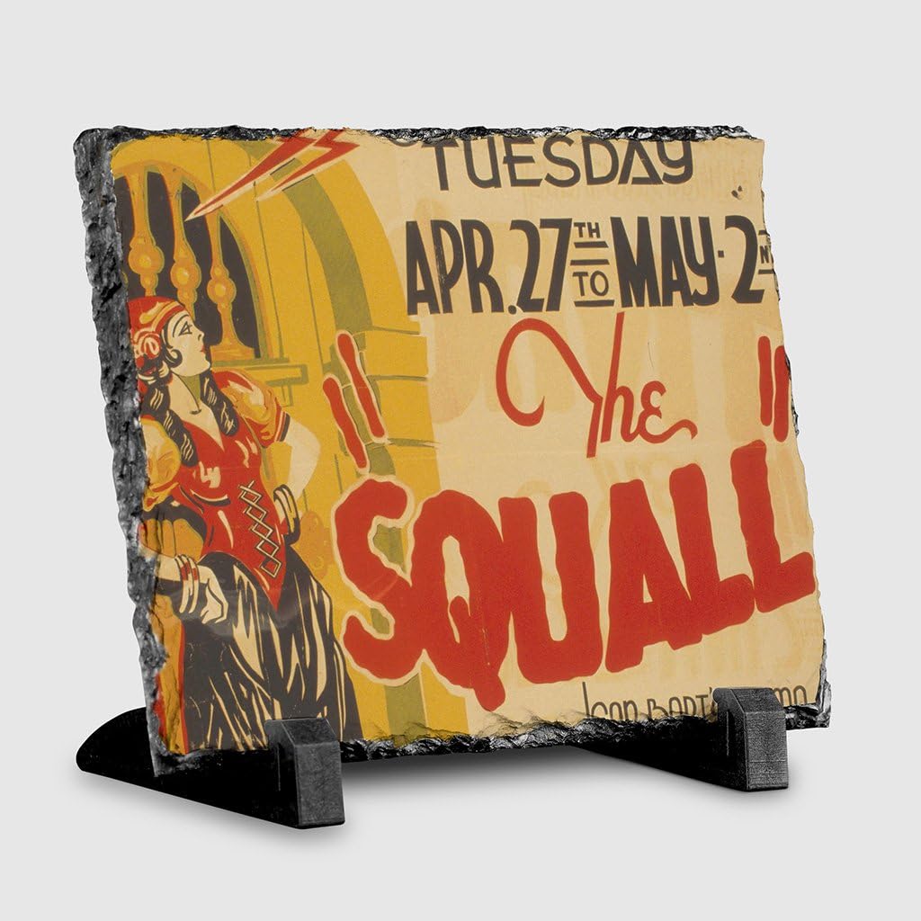 Arty Pie Rock Slate Picture Vintage WPA Poster The Squall, Stone, Multi-Colour, 19 x 14 x 5 cm