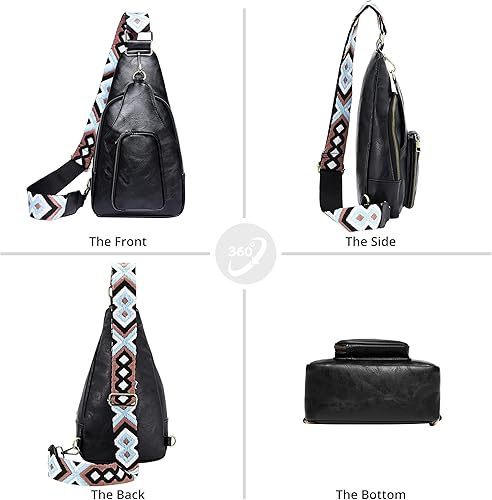 Miniatura 4 de Sling Bag for Women-PU Leather Crossbody Bags Sling Bags with Card Slot,Multipurpose Chest Bag for Traveling Running