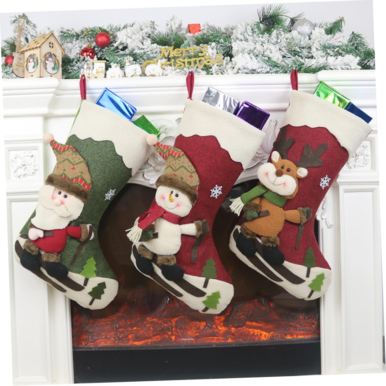 3stücke Weihnachtsstrümpfe Mit Weihnachtsgeschenktüten Weihnachtsgeschenksäckchen Süßigkeitenstrümpfen Weihnachtsgeschenkschuhen Zum Befüllen Mit Geschenken Und Süßigkeiten
