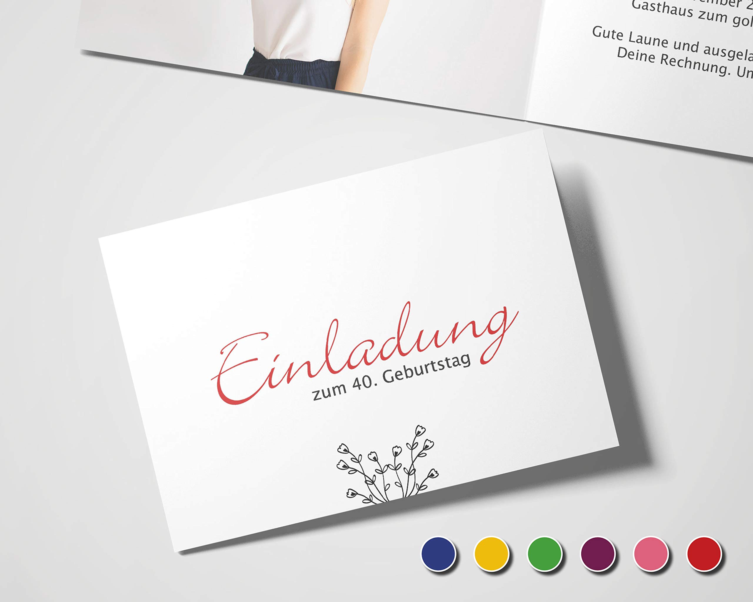 Cartes d'invitation d'anniversaire pour un anniversaire - Inscription en anglais « All years handmark », rouge, 30 Stück