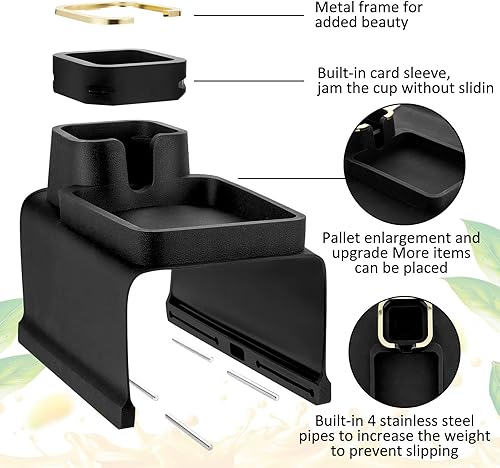 Miniatura 10 de Tessco Paquete de 2 portavasos para sofá, bandeja antideslizante para mesa reclinable, bandeja de silicona para reposabrazos de sofá, mesa con peso,