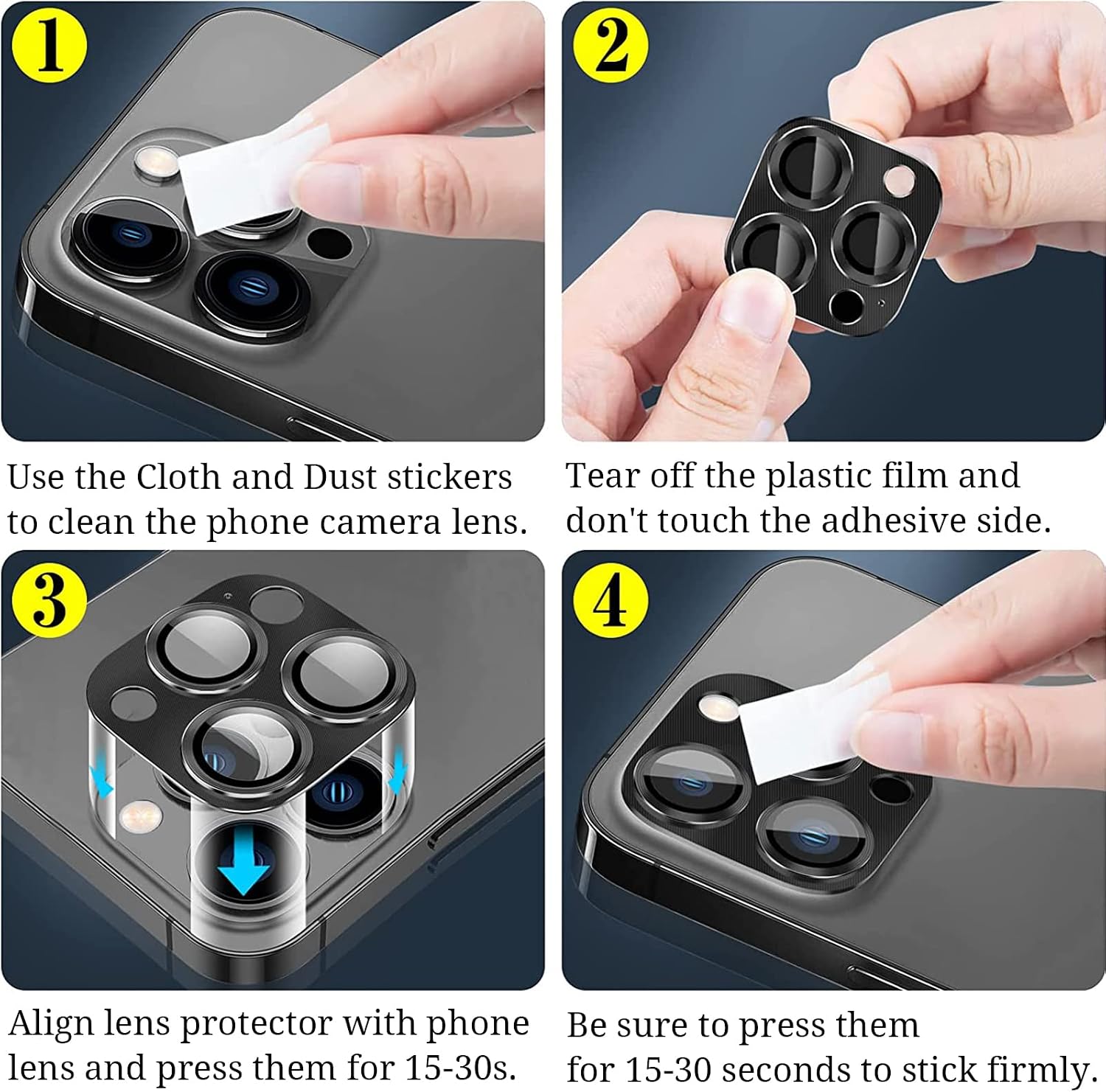 Rhidon for iPhone 14 Pro/iPhone 14 Pro Max Camera Lens Protector, HD Tempered Metal Glass Cover Screen Protector Film Accessories, Night Shooting Mode and Case Friendly (Space Black)