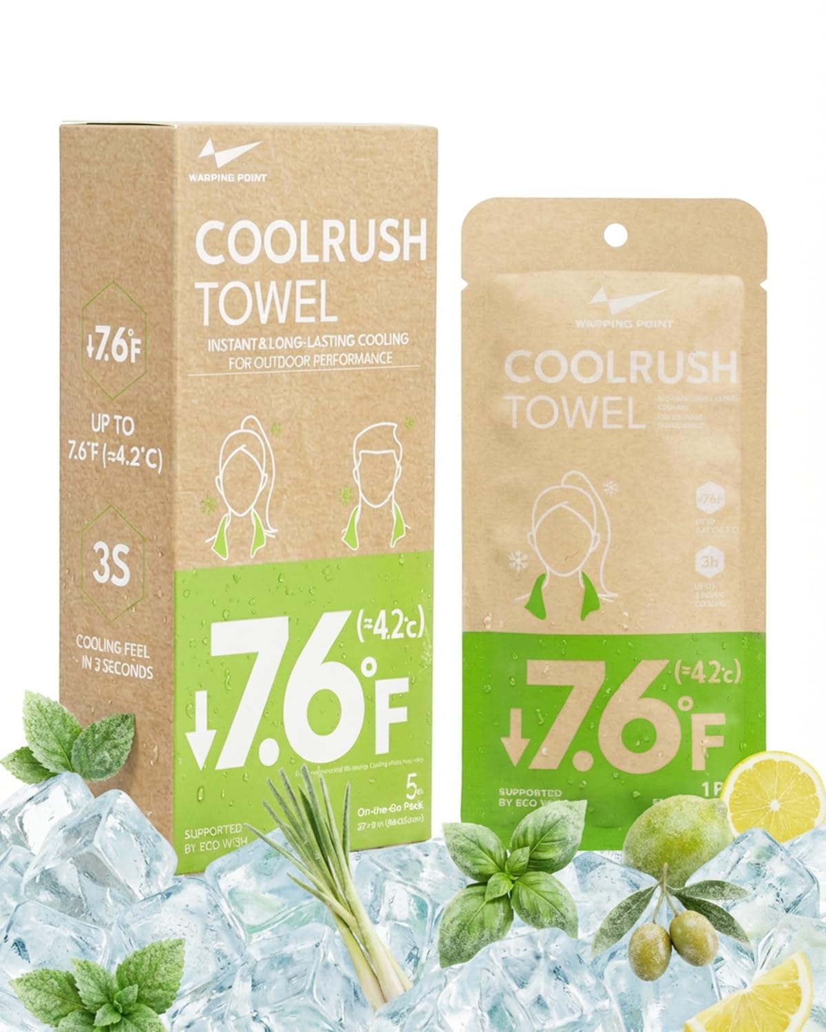Grande lingette rafraîchissante tissu technique CoolRush pour sportifs