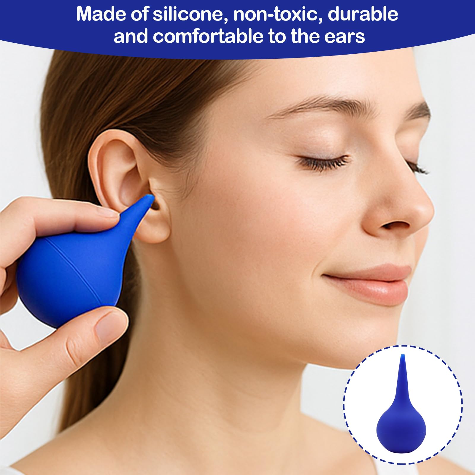 2 PCS Poire Oreille, Poire de Nettoyage D'oreille Doux,poire Lavement Oreille, poireé pour déboucher les oreillés, Seringue oreill Utiliser pour Nettoyage (Bleu 60 ML)