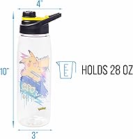 Vista 3 de Silver Buffalo Pokémon Skate Graffiti - Botella de agua electrizante Pikachu Tritan, tapa con rosca superior, 28 onzas