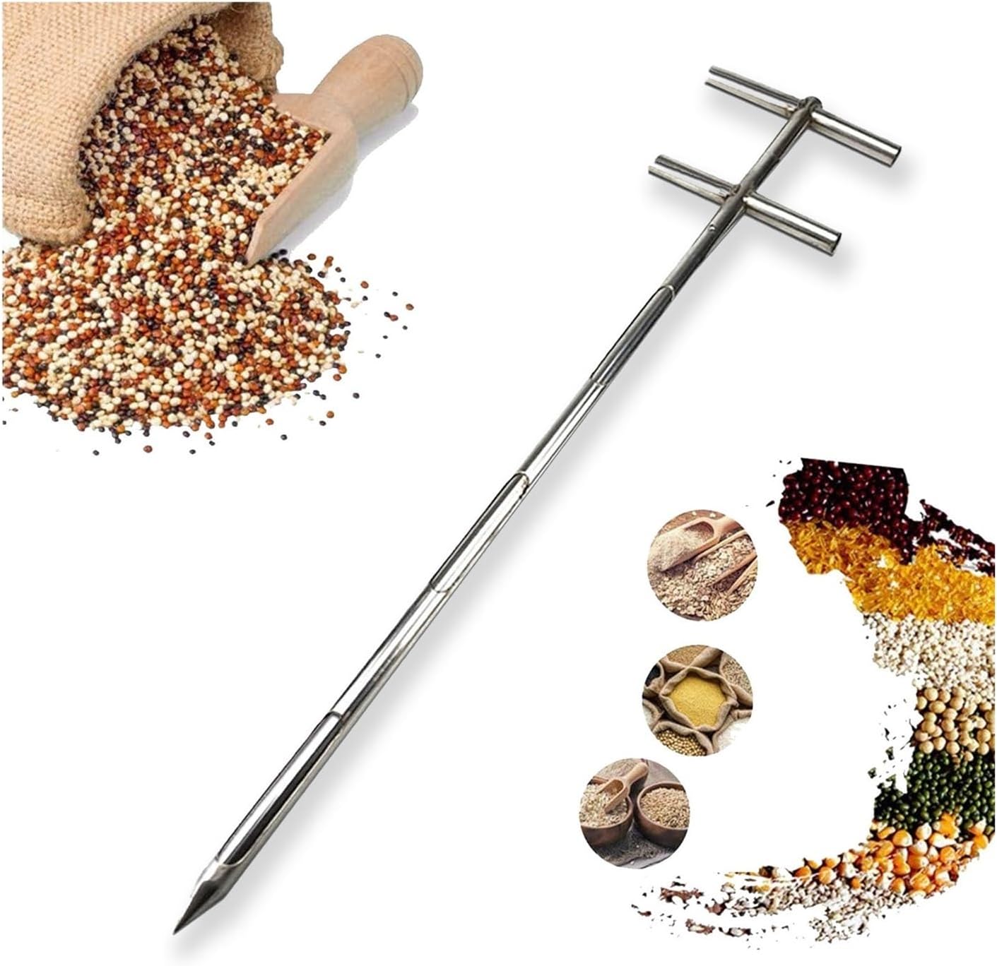 Grain Probe Sampler:Grain Probe Sampler for Soil & Powder - 2m x 32mm Agricultural Sampling Tube for Rice & Corn - Precision Grain Size Measurement Tool